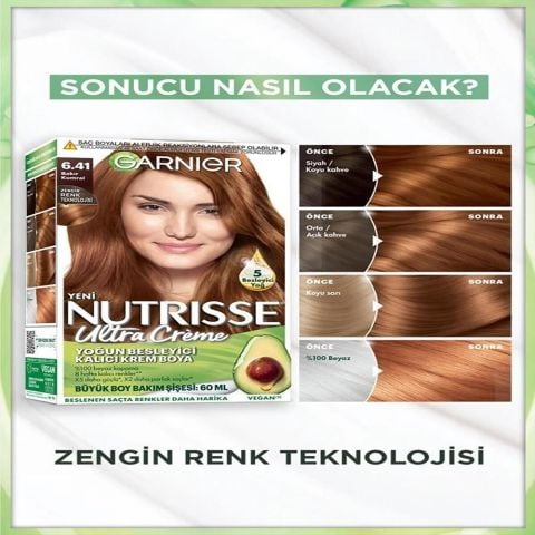Garnier Nutrisse Yoğun Besleyici Kalıcı Krem Saç Boyası 6.41 Bakır Kumral