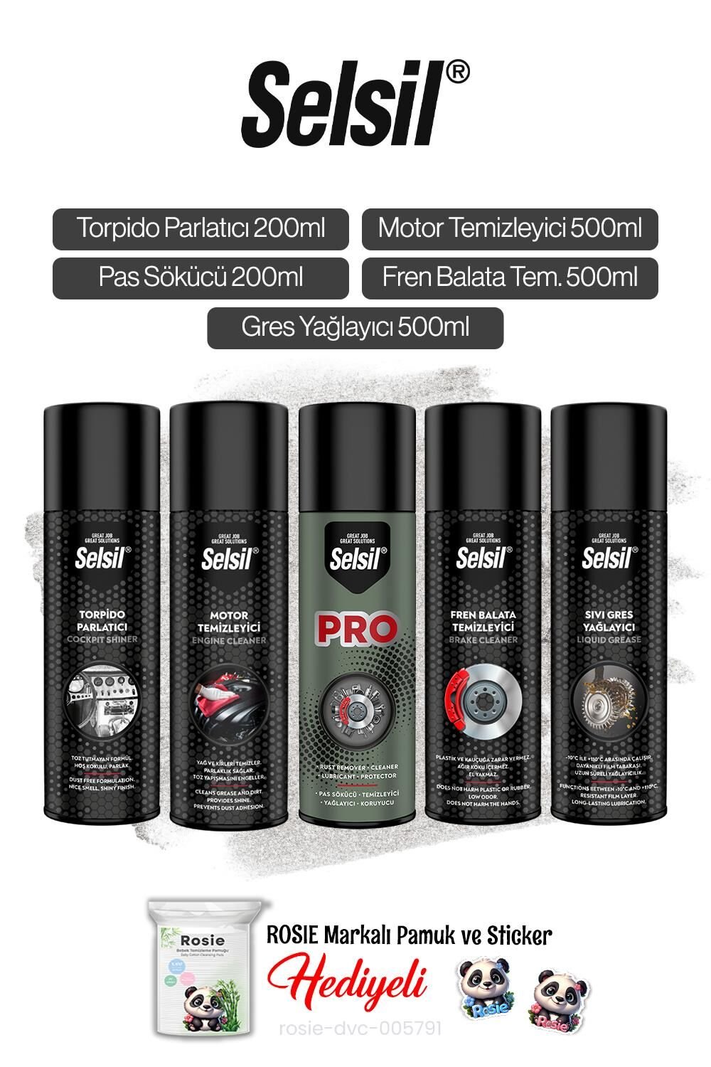 Selsil Araba Temizleme Paketi 5'li ve Rosie