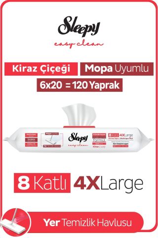 Sleepy Easy Clean Kiraz Çiçeği Mopa Uyumlu Yer Temizlik Havlusu 6X20 (120 Yaprak)
