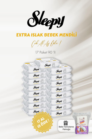 Sleepy Extra Islak Bebek Havlusu 90 Adet 17 AL 15 ÖDE ve Bebek Pamuğu