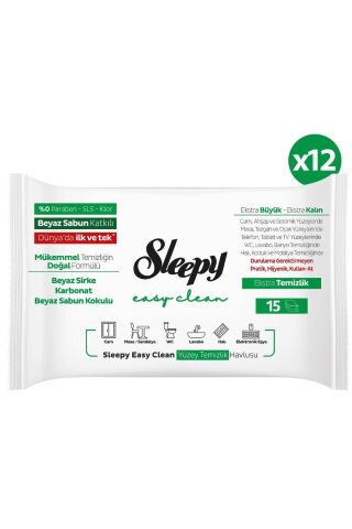 Sleepy Easy Clean Yüzey Temizlik Havlusu&mendili Seyahat Boy 6x2x15 (180 YAPRAK)