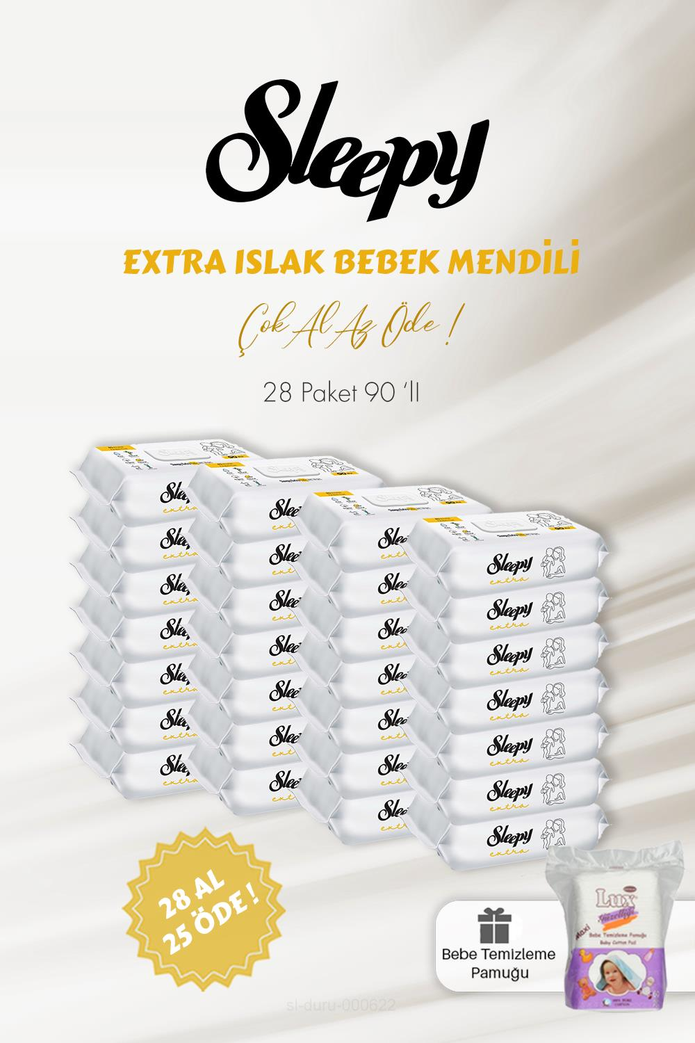Sleepy Extra Islak Bebek Havlusu 90 Adet 28 AL 25 ÖDE ve Bebe Pamuğu