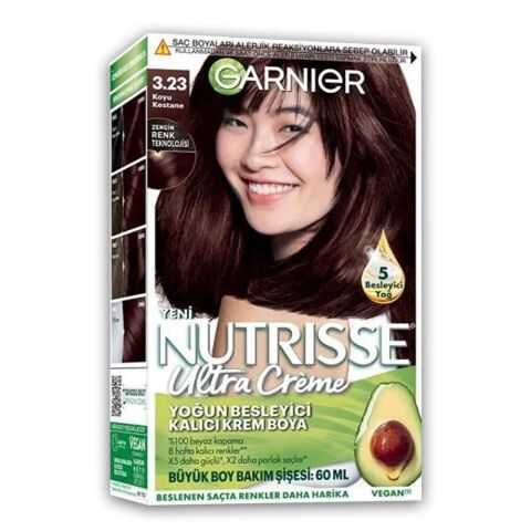 Garnier Nutrisse Yoğun Besleyici Kalıcı Krem Saç Boyası 3.23 Koyu Kestane