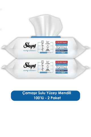 Sleepy 2 Adet Çamaşır Sulu Yüzey Temizlik Havlusu 100' lü, Easy Clean 2x15 ve ROSIE