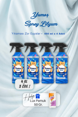 4 AL 3 ÖDE Yumoş Sprey Lilyum 450 ml, Pamuk Hediyeli