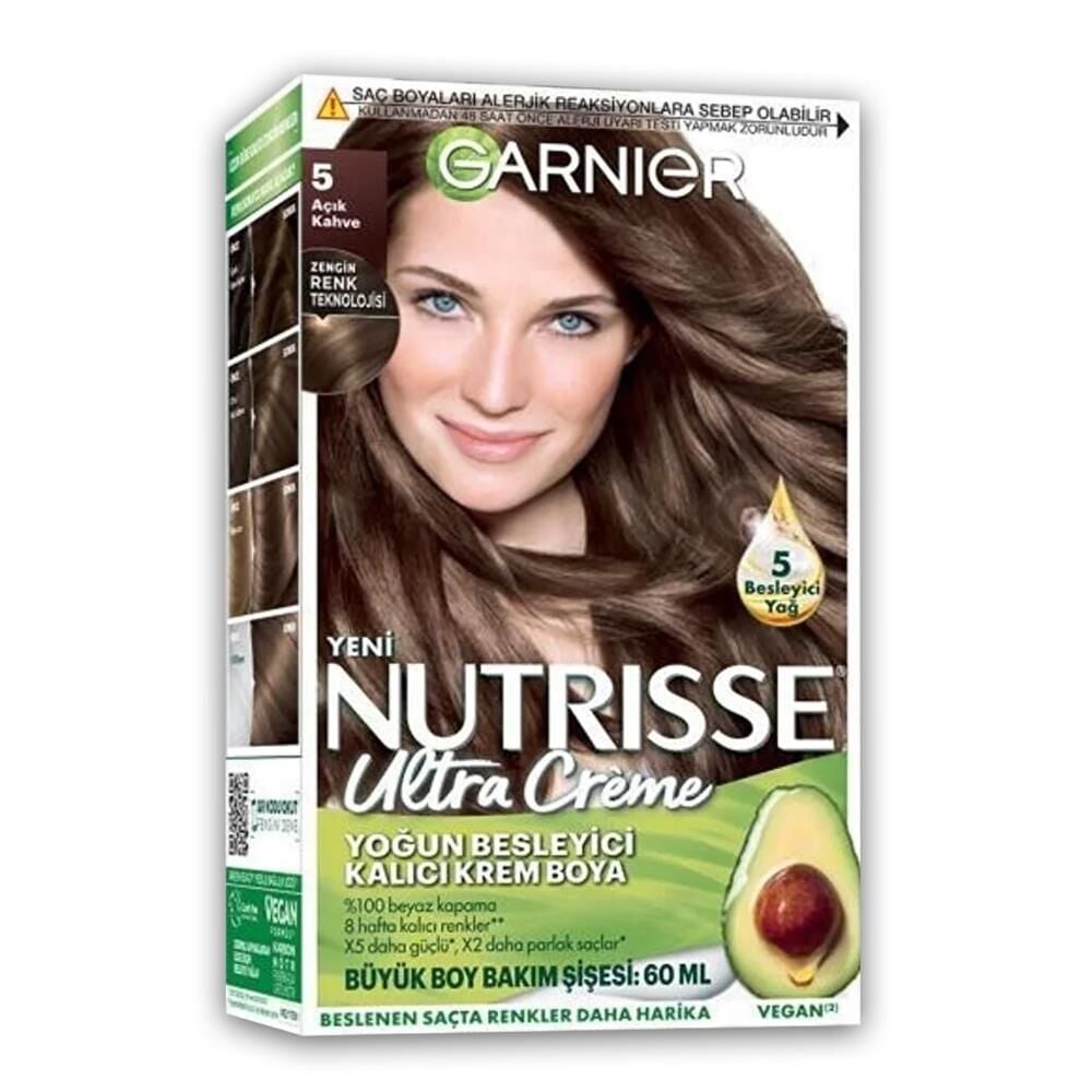 Garnier Nutrisse Yoğun Besleyici Kalıcı Krem Saç Boyası 5 Açık Kahve