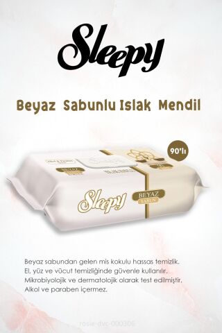 Sleepy Beyaz Sabun Kokulu 90'lı Islak Havlu ve ROSIE