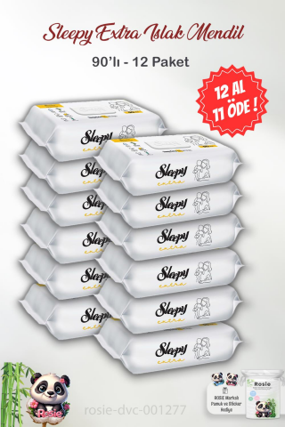 12 AL 11 ÖDE Sleepy Extra Islak Bebek Havlusu 90'lı ve ROSIE