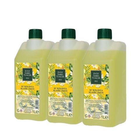 Eyüp Sabri Tuncer Klasik Limon Kolonyası Yedek Şişe 1 Litre x 3 Adet