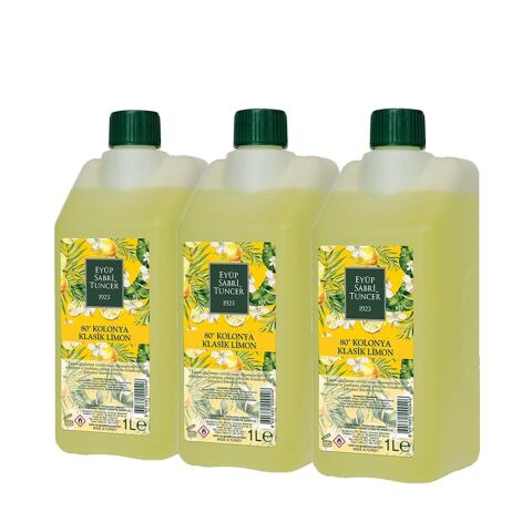 Eyüp Sabri Tuncer Klasik Limon Kolonyası Yedek Şişe 1 Litre x 3 Adet