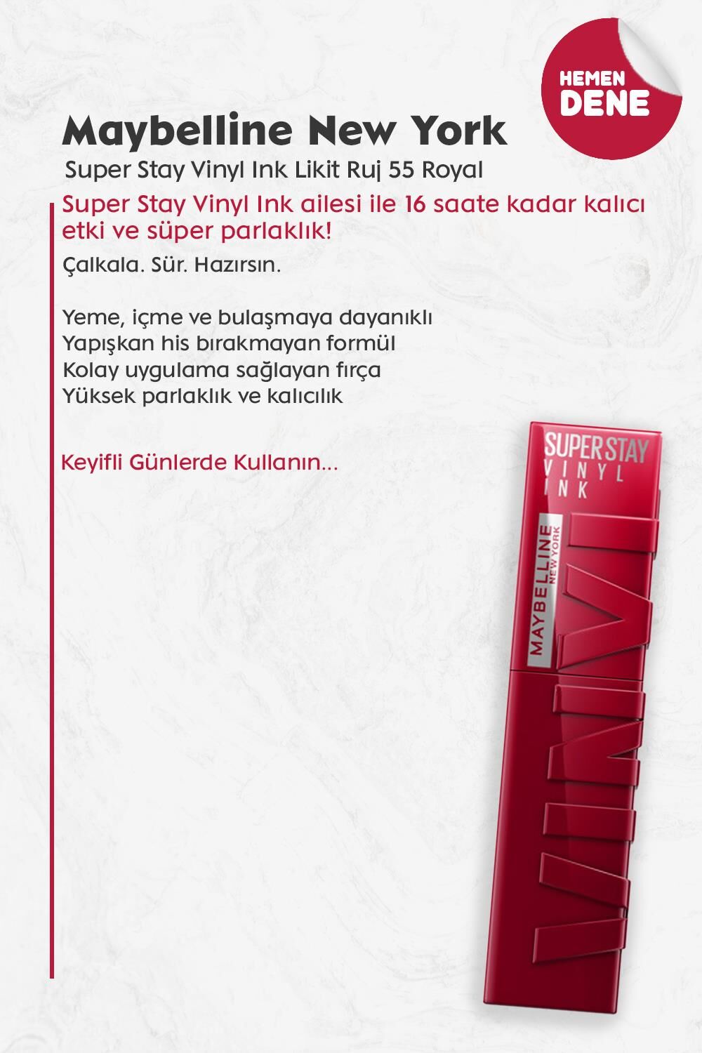 Maybelline New York Super Stay Vinyl Ink Likit Ruj 55 Royal