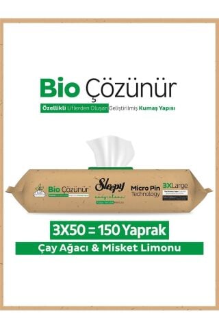 Easy Clean Bio Çözünür Çay Ağacı Ve Misket Limonu Yüzey Temizlik Havlusu 3x50 (150 YAPRAK)