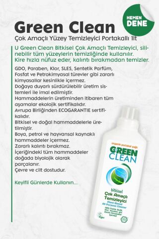 U Green Clean Çok Amaçlı Yüzey Temizleyici Portakallı 1 Litre