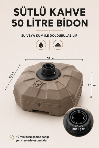 Sütlü Kahve Şemsiye Bidonu 50 Litre