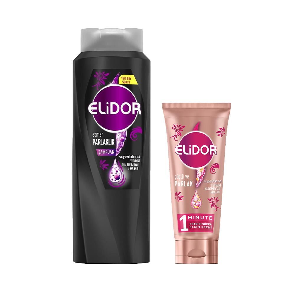Elidor Superblend Şampuan Esmer Parlaklık ve Güçlü & Parlak Saç Kremi