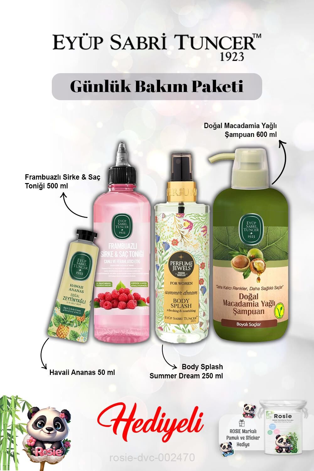 Summer Dream Vücut Spreyi, Frambuaz Tonik, Macadamia Şampuan, Krem Hawaii Ananas ve Rosie