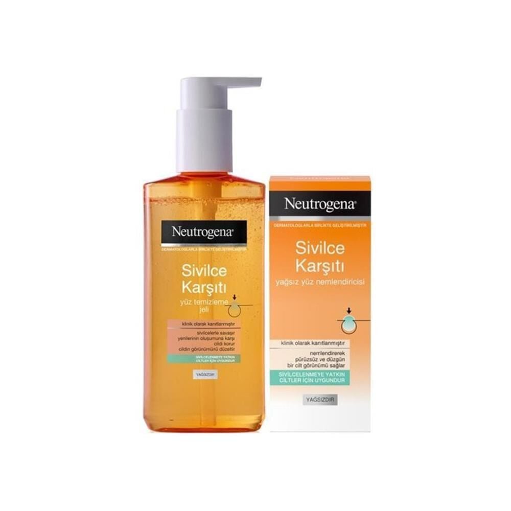 Neutrogena Sivilce Karşıtı Yüz Temizleme Jeli 200 ml ve Nemlendiricisi 50 ml