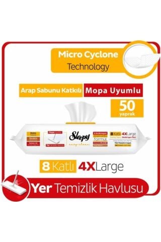 Easy Clean Arap Sabunu Katkılı Mopa Uyumlu Yer Temizlik Havlusu 50 Yaprak