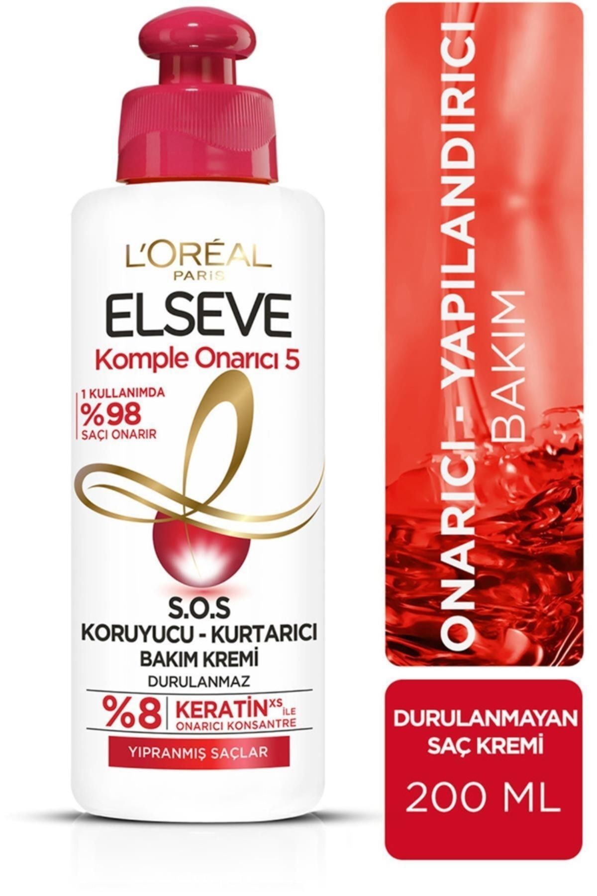 Elseve Komple Onarıcı 5 Yıpranmış Saçla Keratinxs Içeren S.o.s Koruyucu-kurtarıcı Bakım Kremi 200 Ml