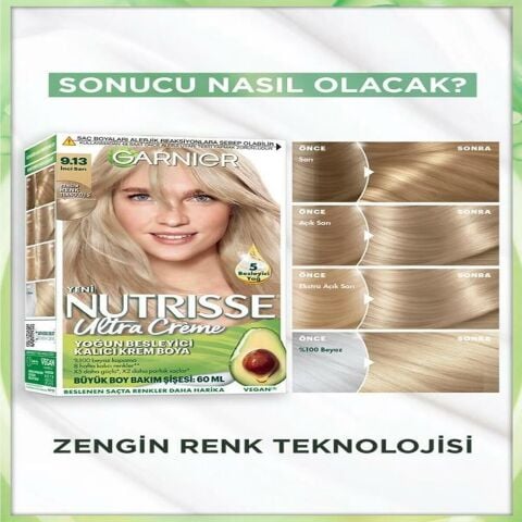 Garnier Nutrisse Yoğun Besleyici Kalıcı Krem Saç Boyası 9.13 İnci Sarı