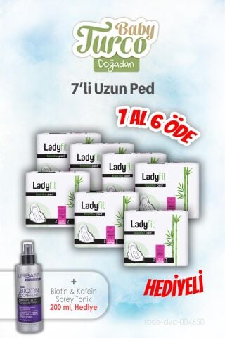 Ladyfit 7'li Uzun Ped 7 AL 6 ÖDE ve 200 ML Tonik Hediye
