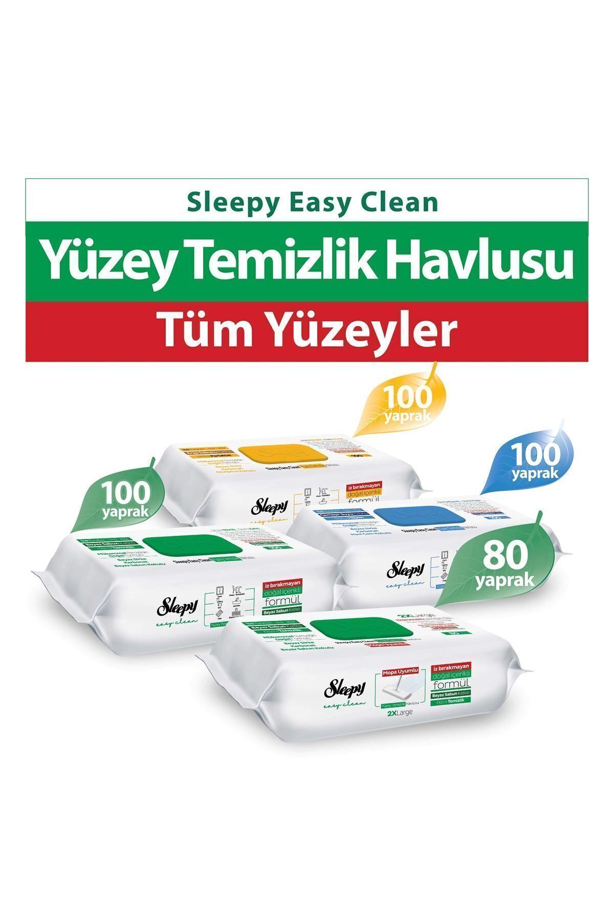 Easy Clean Beyaz Sabun+Çamaşır Suyu+Arap Sabunu Katkılı+Mopa Uyumlu 3X100+80 (380 Yaprak)