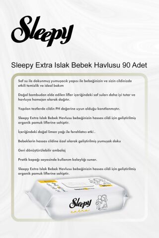 Sleepy Extra Islak Bebek Havlusu 90 Adet 5 Al 4 Öde ve Rosie Pamuk