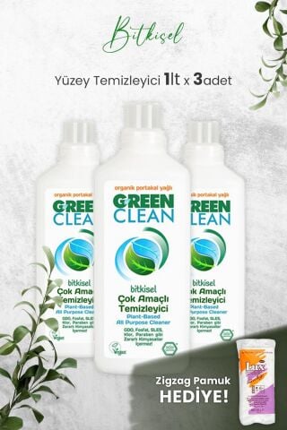 U Green Clean Çok Amaçlı Yüzey Temizleyici Portakallı 1 Litre x 3 Adet ve Hediyeli