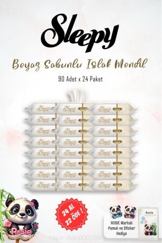 24 AL 22 ÖDE Sleepy 90'lı Beyaz Sabun Kokulu Islak Havlu ve Rosie