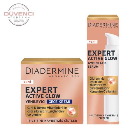 Diadermine Expert Active Glow Aydınlatıcı Serumu 40 ML + Yenileyici Gece Kremi 50 Ml