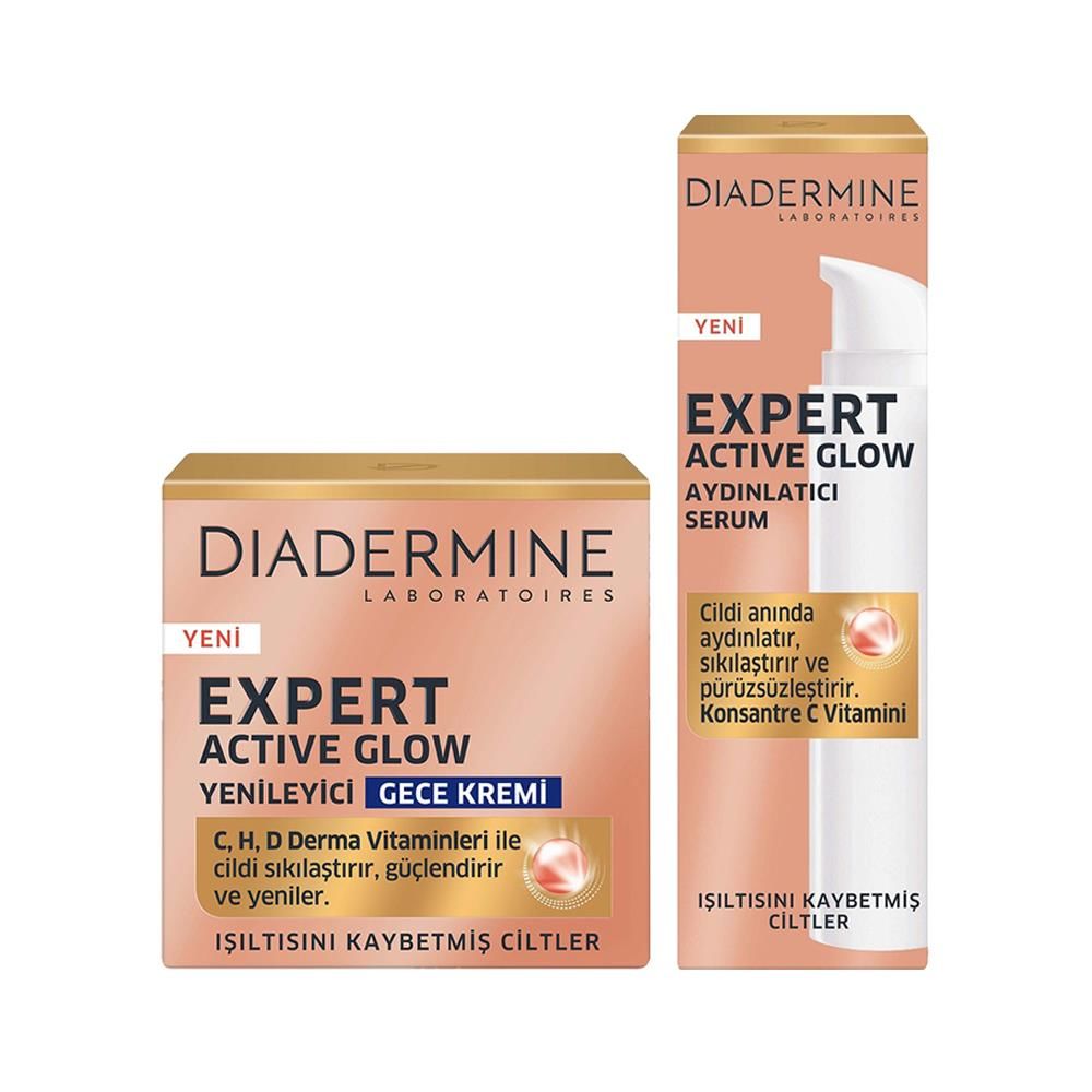 Diadermine Expert Active Glow Aydınlatıcı Serumu 40 ML + Yenileyici Gece Kremi 50 Ml