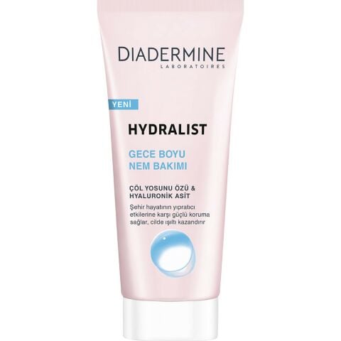 Diadermine Hydralist Gece Boyu Nem Bakımı Çöl Yosunu Özü & Hyaluronik Asit 100 ml