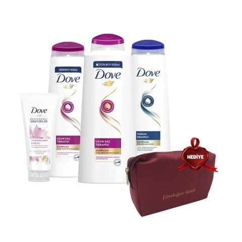 Dove Şampuan 600 ml, 400 ml, 350 ml ve Saç Kremi Lotus, Çanta Hediyeli