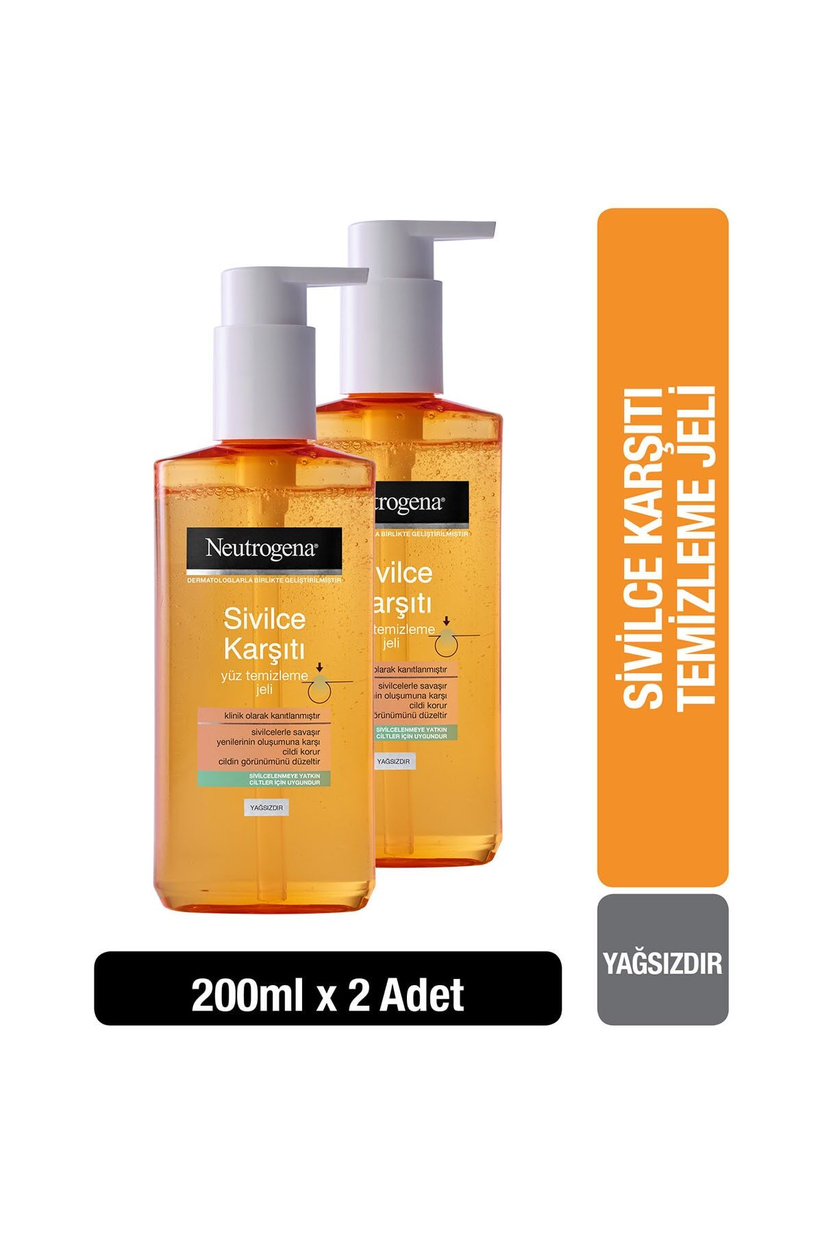 Neutrogena Visibly Clear Sivilce Karşıtı Yağsız Yüz Temizleme Jeli 200 ml x 2