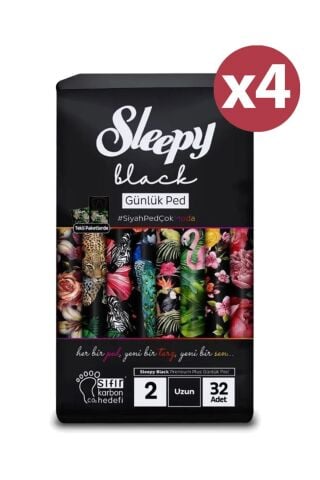 Sleepy Black Premium Plus Günlük Ped Uzun 32x4 (128 Adet)