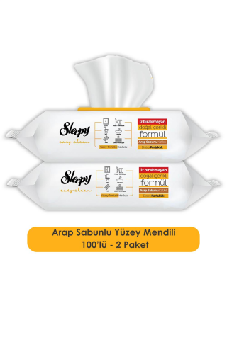 Sleepy 2 Adet Arap Sabunlu Yüzey Temizlik Havlusu 100' lü, Easy Clean 2x15 ve ROSIE