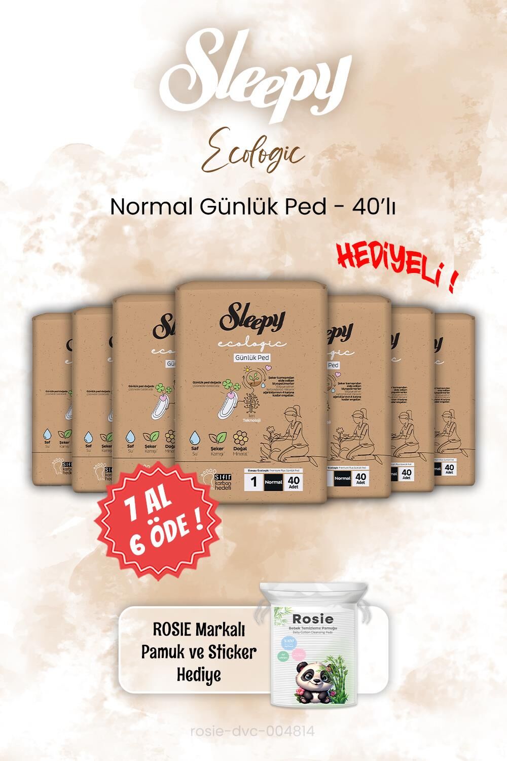 Sleepy Ecologic Normal Günlük Ped 40'lı 7 AL 6 ÖDE ve ROSIE