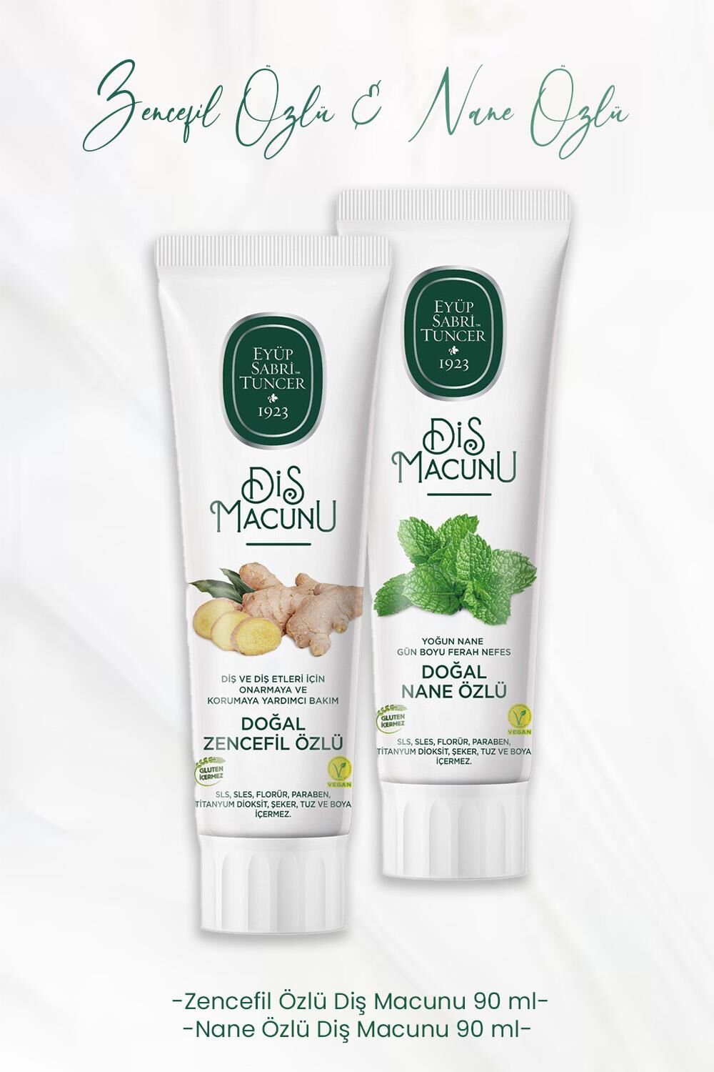 Eyüp Sabri Tuncer Diş Macunu Zencefil Özlü 90 ml ve Nane Özlü 90 ml