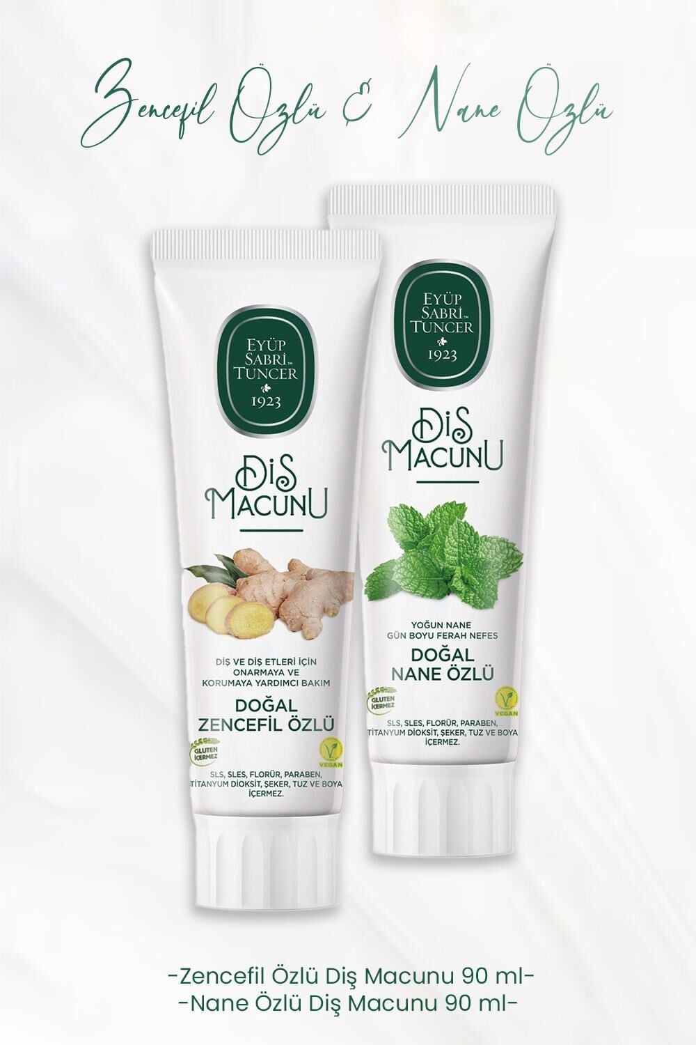 Eyüp Sabri Tuncer Diş Macunu Zencefil Özlü 90 ml ve Nane Özlü 90 ml
