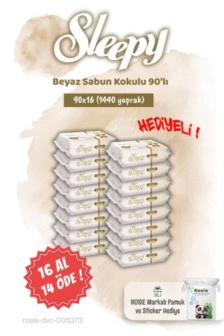 Sleepy Beyaz Sabun Kokulu 16 AL 14 ÖDE 90'lı Islak Havlu ve Rosie