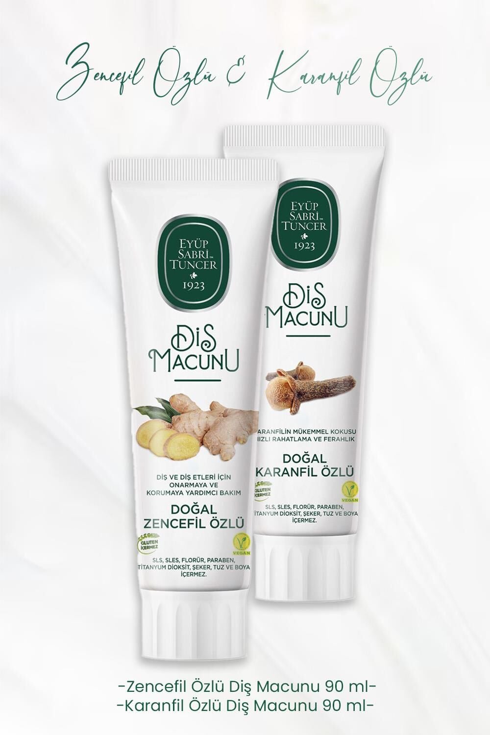 Eyüp Sabri Tuncer Diş Macunu Zencefil Özlü 90 ml ve Karanfil Özlü 90 ml