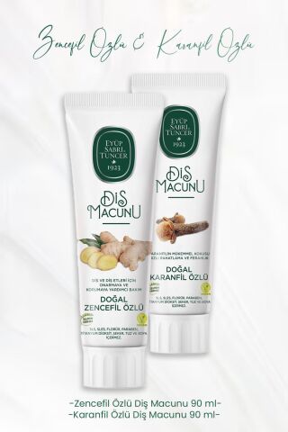 Eyüp Sabri Tuncer Diş Macunu Zencefil Özlü 90 ml ve Karanfil Özlü 90 ml