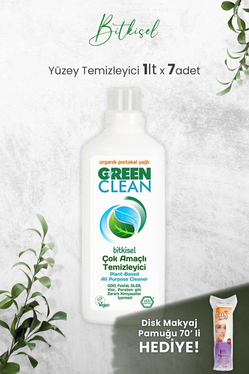 U Green Clean Çok Amaçlı Yüzey Temizleyici Portakallı 1 Litre x 7 Adet ve Hediyeli