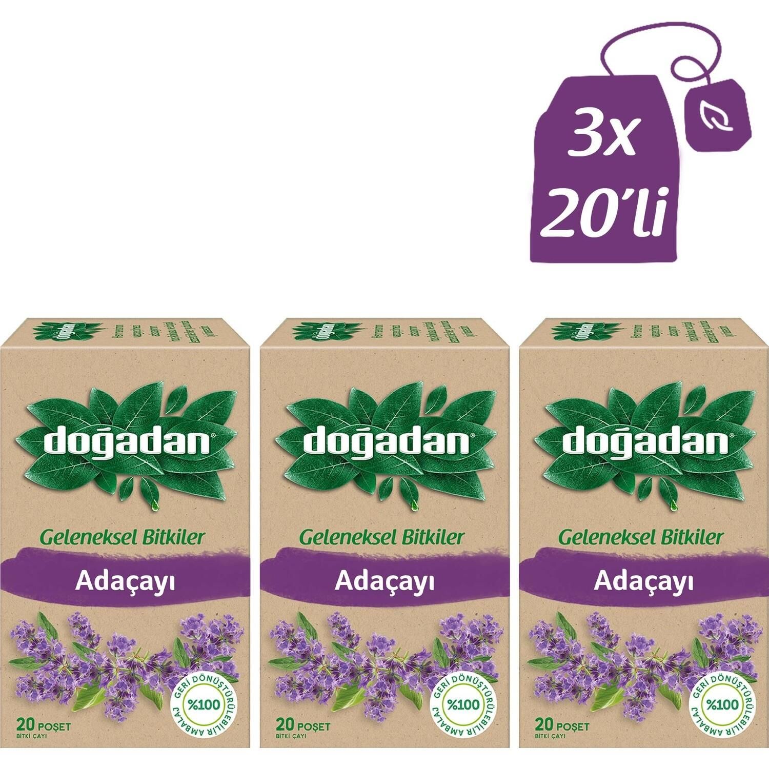 Doğadan Adaçayı 20'li Poşet Bitki Çayı x 3 adet