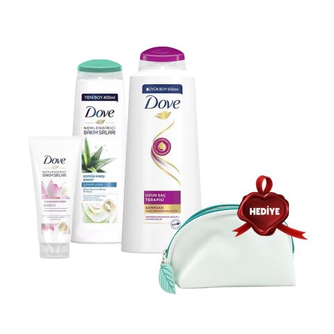 Dove Şampuan 600 ml, 400 ml ve Saç Kremi Lotus, Çanta Hediyeli