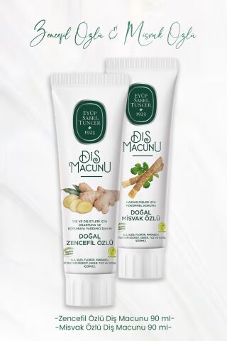 Eyüp Sabri Tuncer Diş Macunu Zencefil Özlü 90 ml ve Misvak Özlü 90 ml