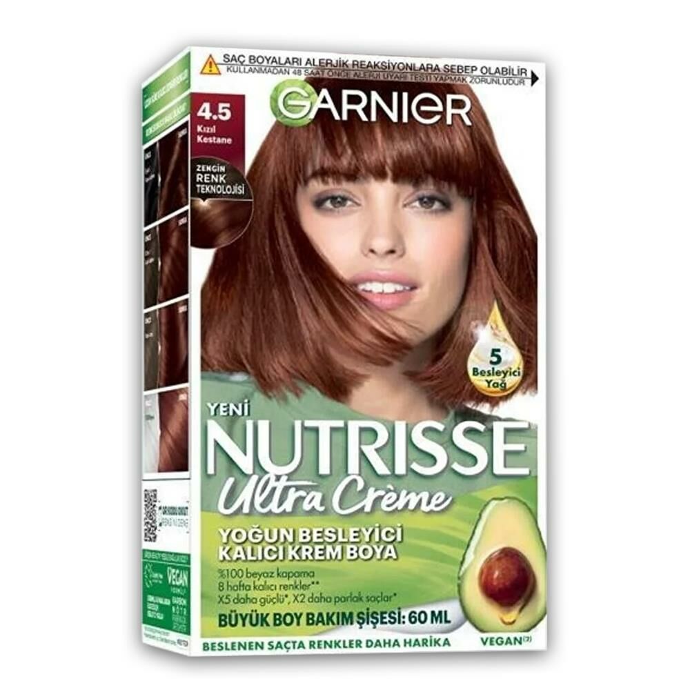 Garnier Nutrisse Yoğun Besleyici Kalıcı Krem Saç Boyası 4.5 Kızıl Kestane