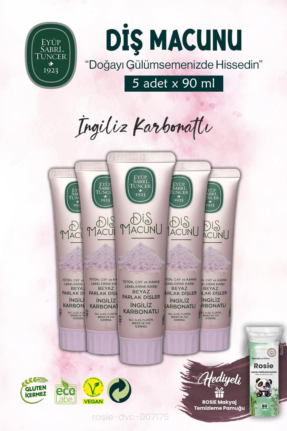 5 ADET İngiliz Karbonatı Diş Macunu 90 ml ve ROSIE