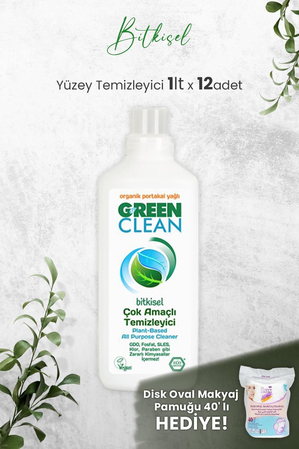 U Green Clean Çok Amaçlı Yüzey Temizleyici Portakallı 1 Litre x 12 Adet ve Hediyeli