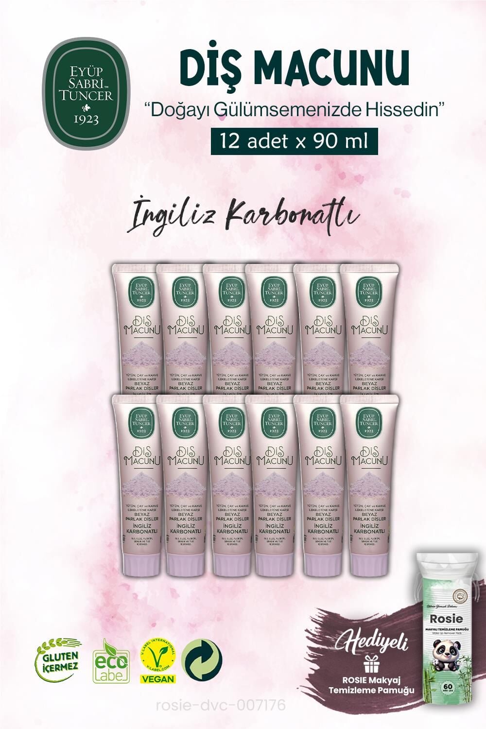 90 ml Diş Macunu 12 ADET İngiliz Karbonatı ve ROSIE